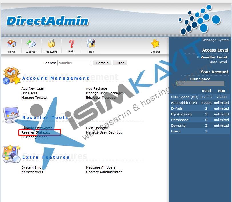 Bayi hosting istatistiklerini inceleme