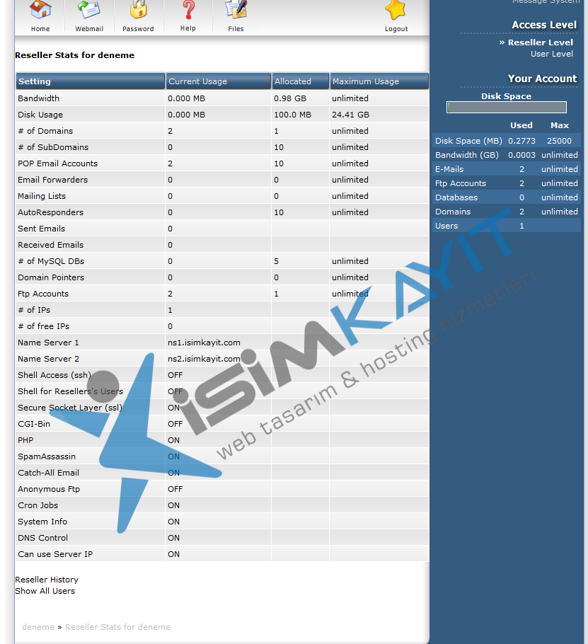 Bayi hosting istatistiklerini inceleme