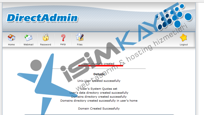 Directadmin bayi hosting kullanıcı ekleme ve listeleme