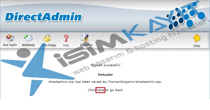 Directadmin dosya yöneticisi, dosya ekleme, silme, zip çıkartma