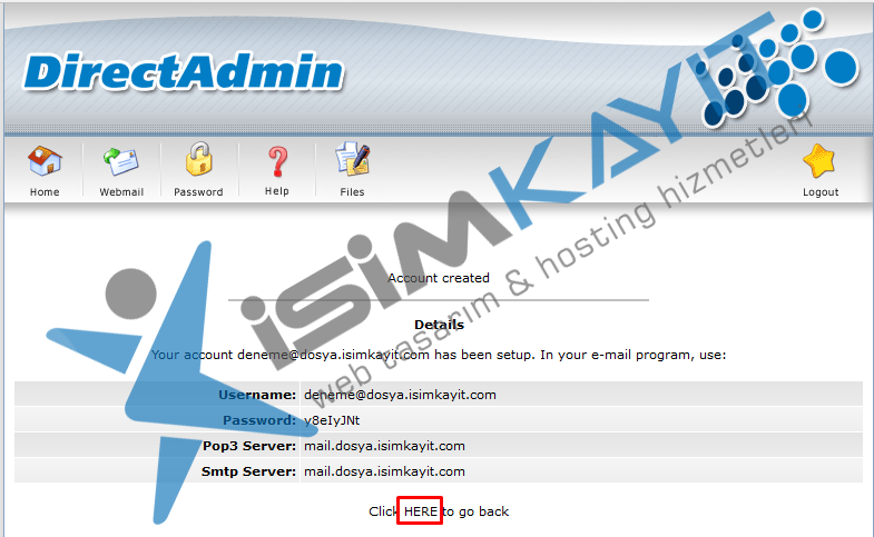 Directadmin email oluşturma ve yönetme