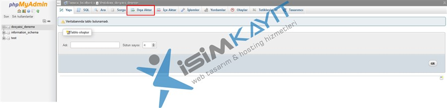 Directadmin phpmyadmin yedek alma ve geri yükleme nasıl yapılır