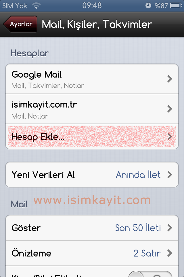 iPhone 3G 4 ve 4S POP İnternet Ayarları