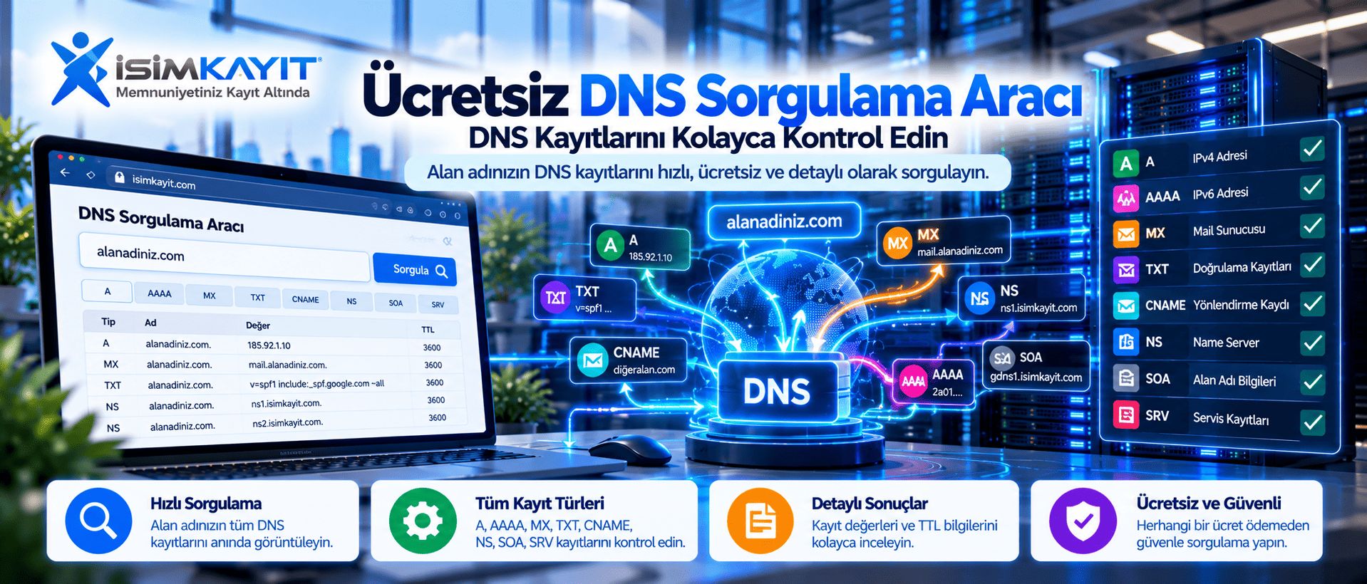 Ücretsiz DNS Sorgulama Aracı: DNS Kayıtlarını Kontrol