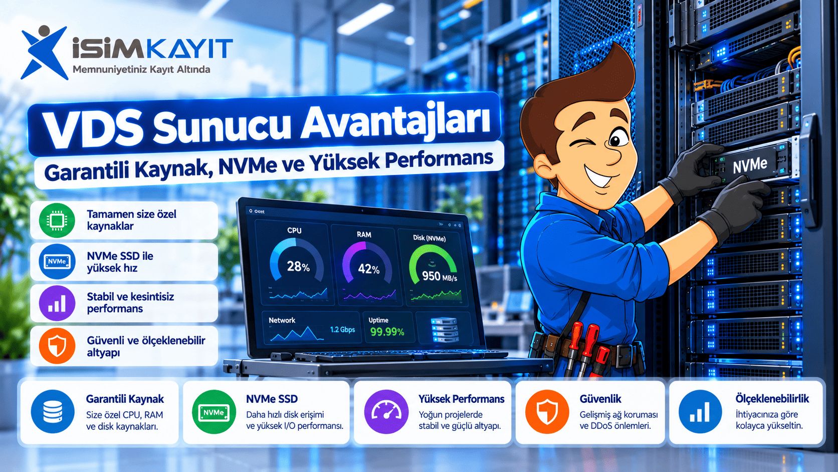 VDS Sunucu Avantajları: Garantili Kaynak, NVMe ve Yüksek Performans
