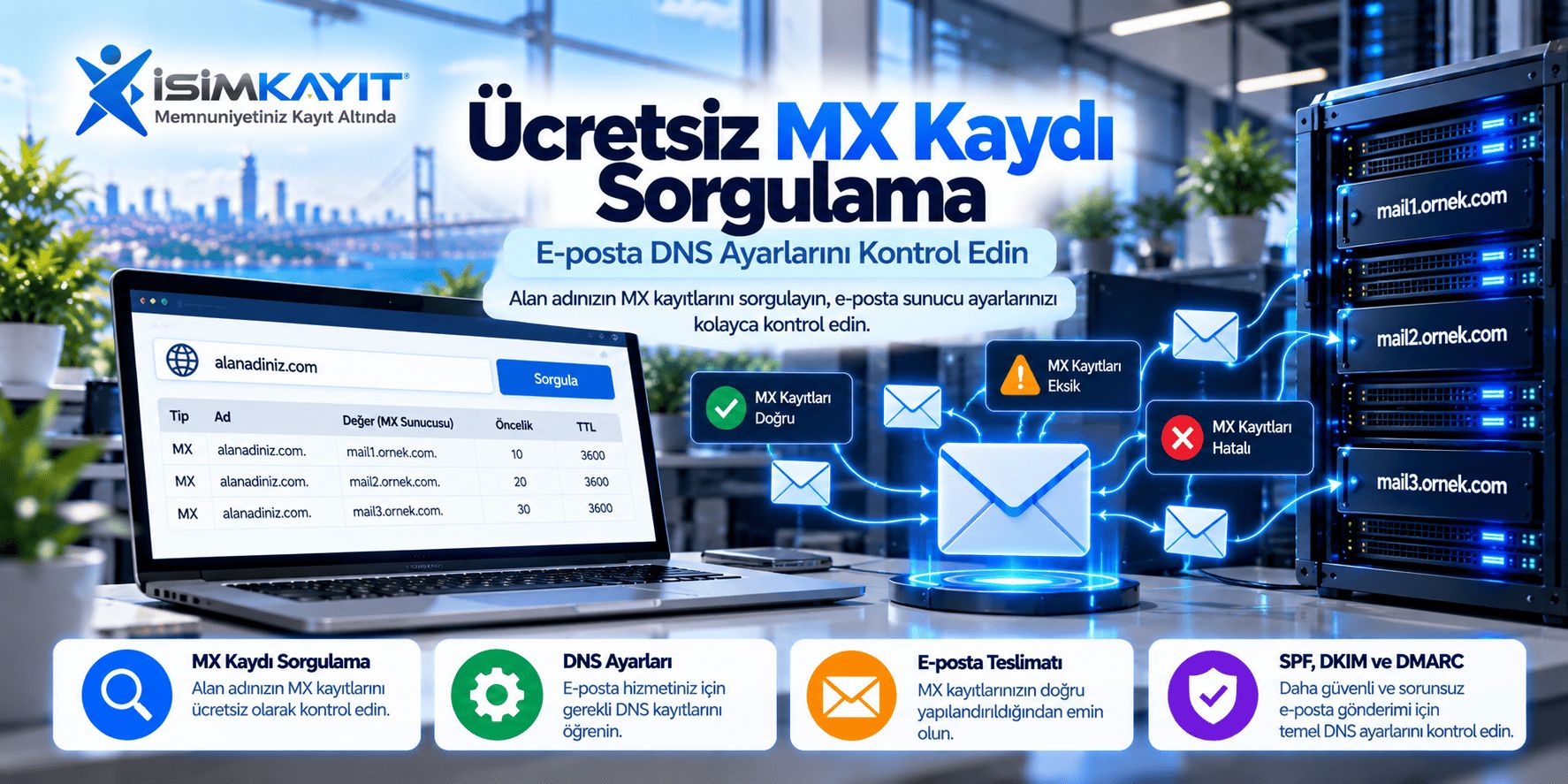 Ücretsiz MX Kaydı Sorgulama: E-posta DNS Ayarları