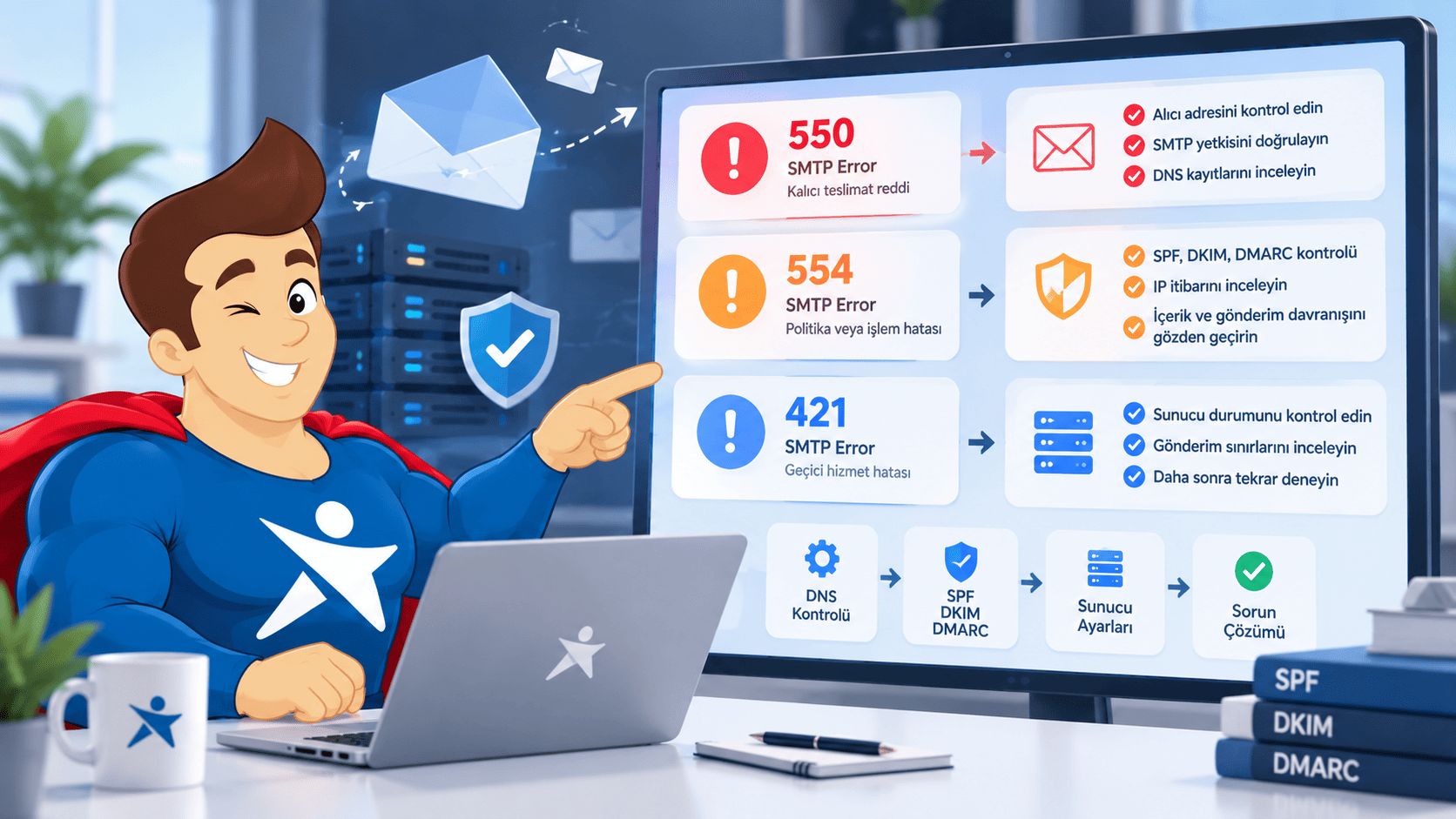 SMTP 550, 554 ve 421 Hataları: Nedenleri ve Çözümleri