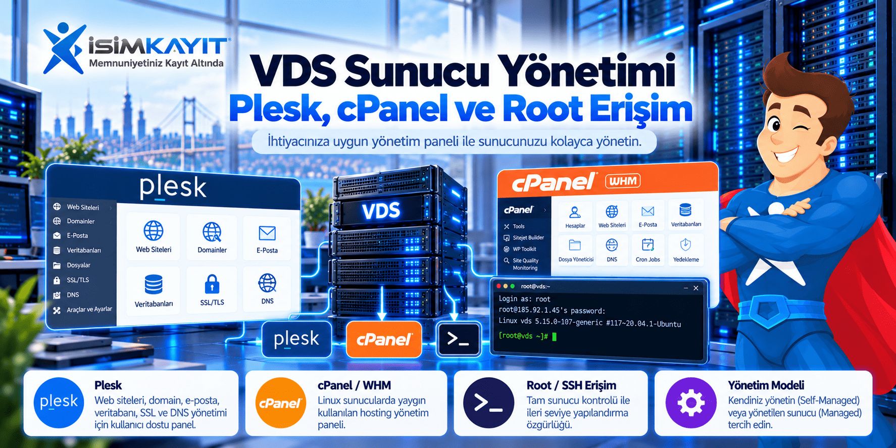 VDS Sunucu Yönetimi: Plesk, cPanel ve Root Erişim