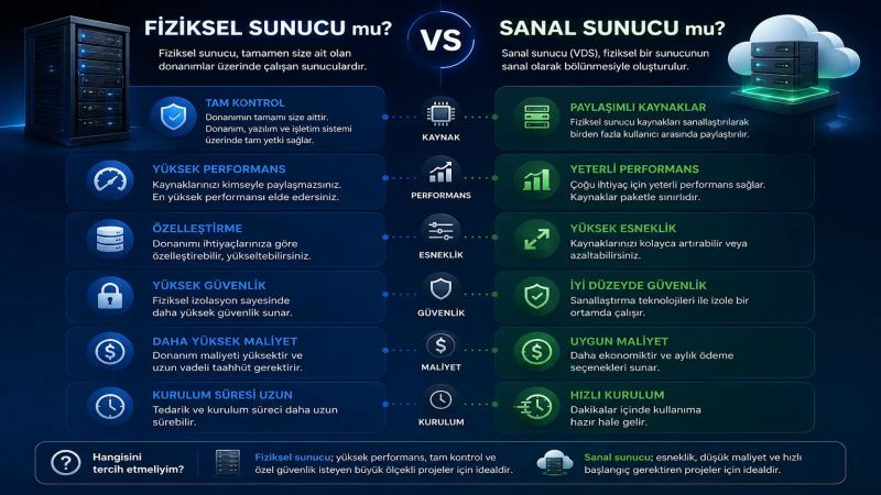 Fiziksel Sunucu mu, VDS mi? Karşılaştırma