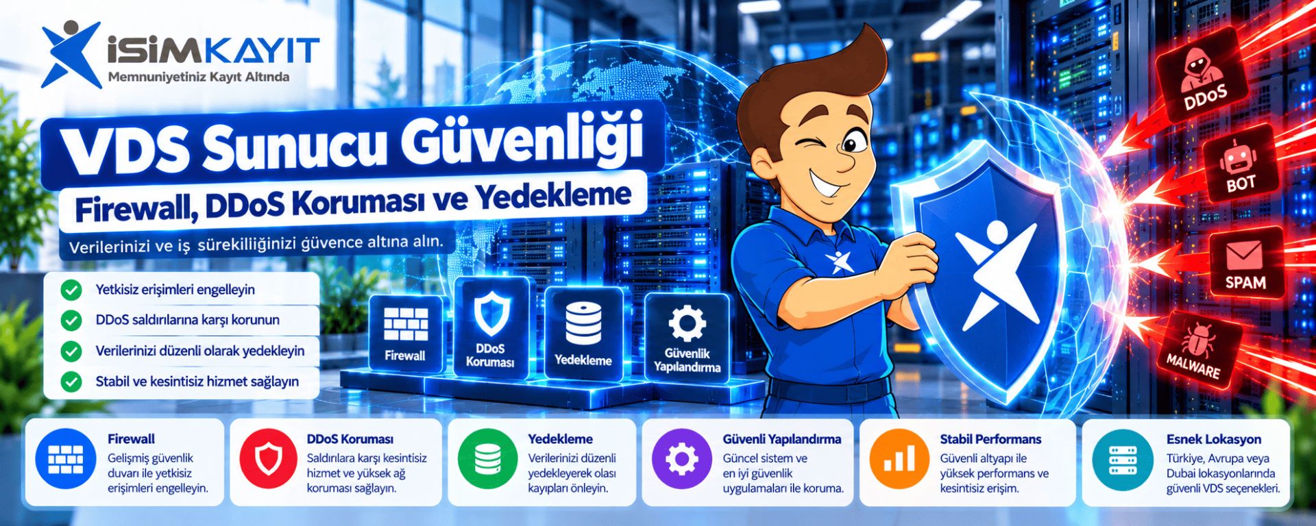 VDS Sunucu Güvenliği: Firewall, DDoS Koruması ve Yedekleme
