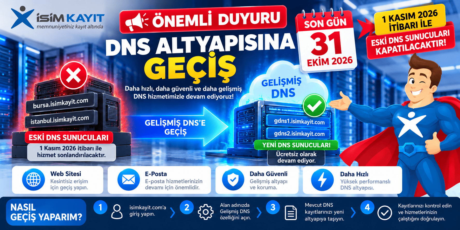 Önemli Duyuru – Gelişmiş DNS Altyapısına Geçiş