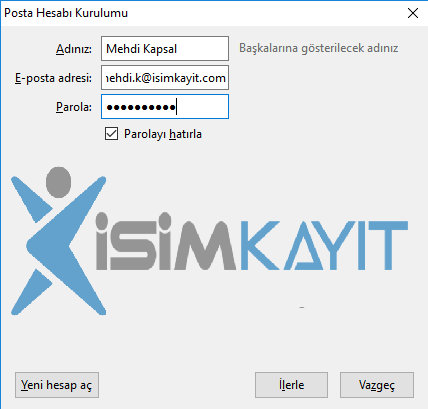 Thunderbird smtp kurulumu