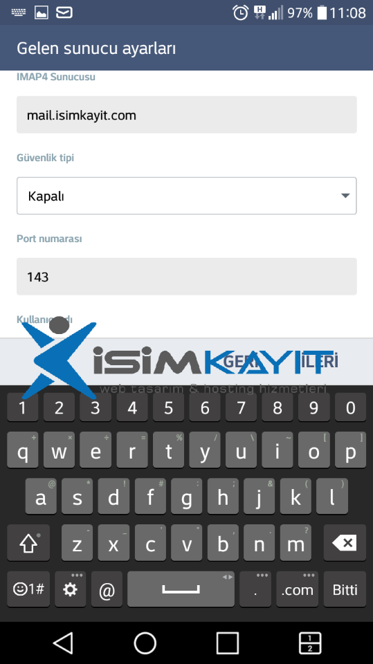 android mail kurulumu