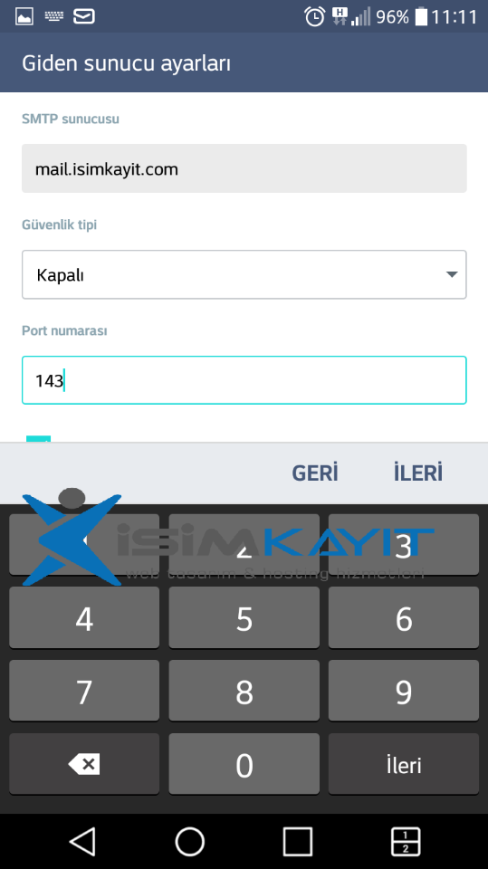 android mail imap kurulumu