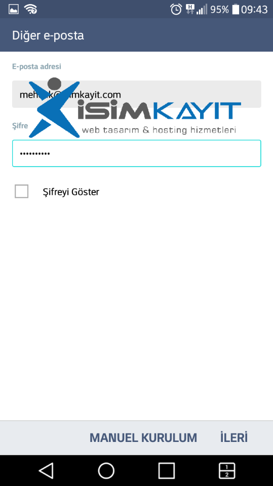 android mail kurulumu