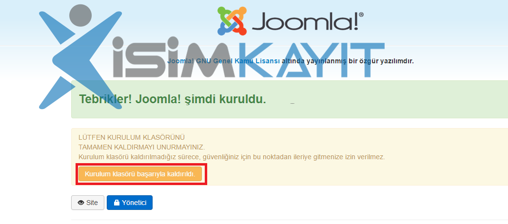 joomla e-ticaret yazılım admin girişi