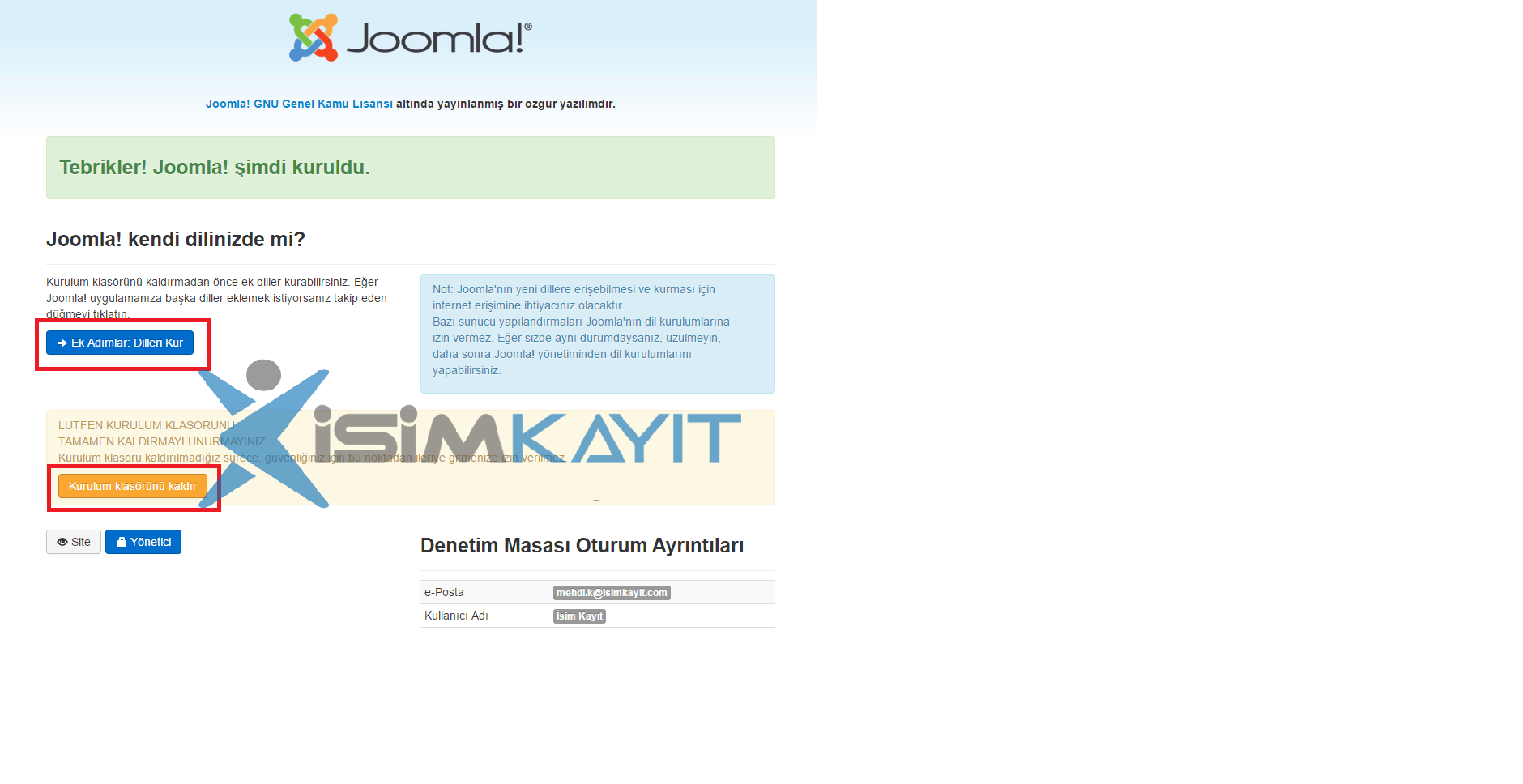 joomla e-ticaret yazılım kurulumu veritabanı