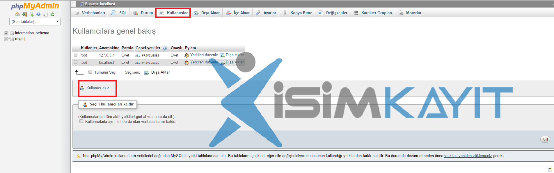 MySql dışardan erişme