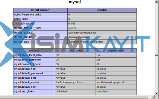 php için mysql