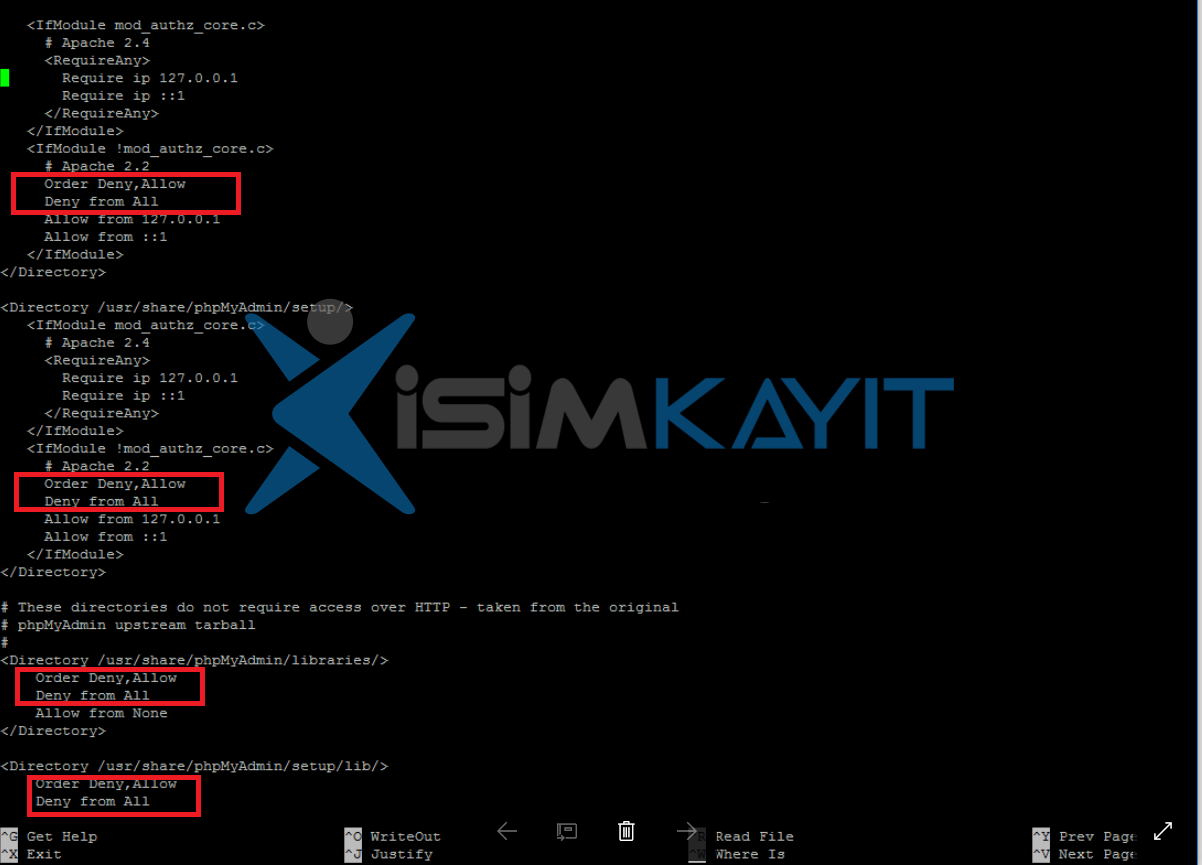 phpmyadmin kurulumu