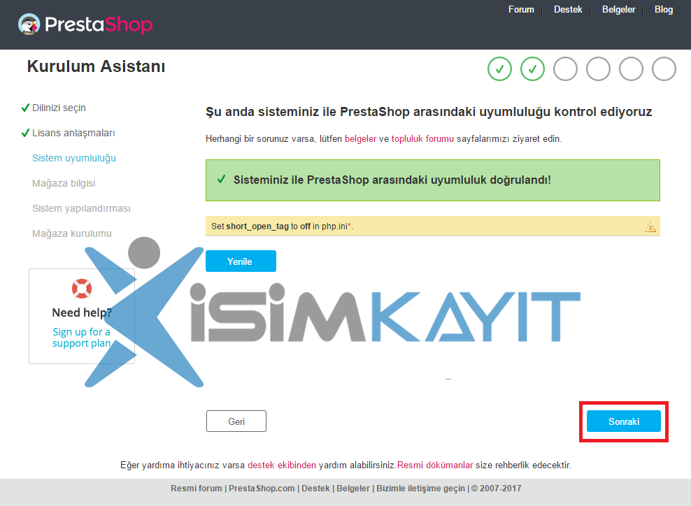 prestashop kurulumu uyumluluk