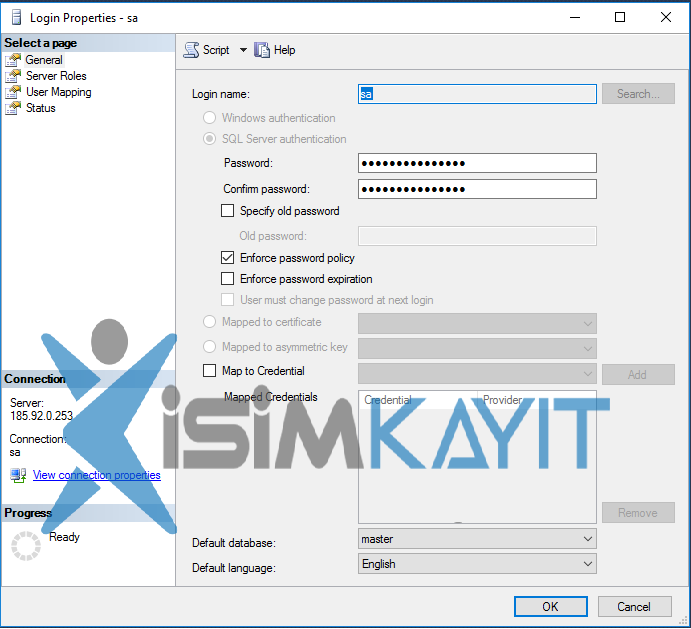 sql management kullanıcı işlemleri
