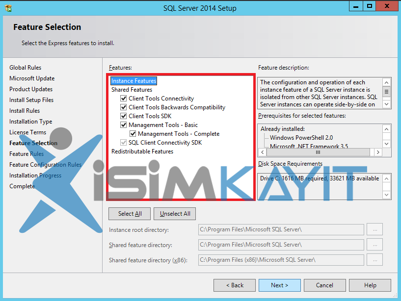 sql management kurulumu