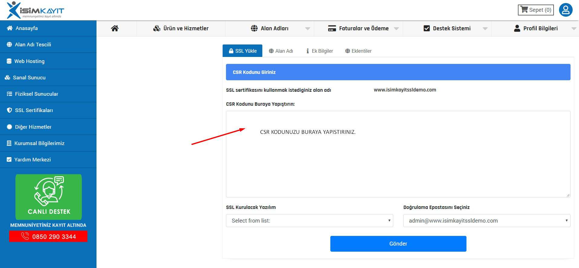 SSL Sertifika ürün yönetimi