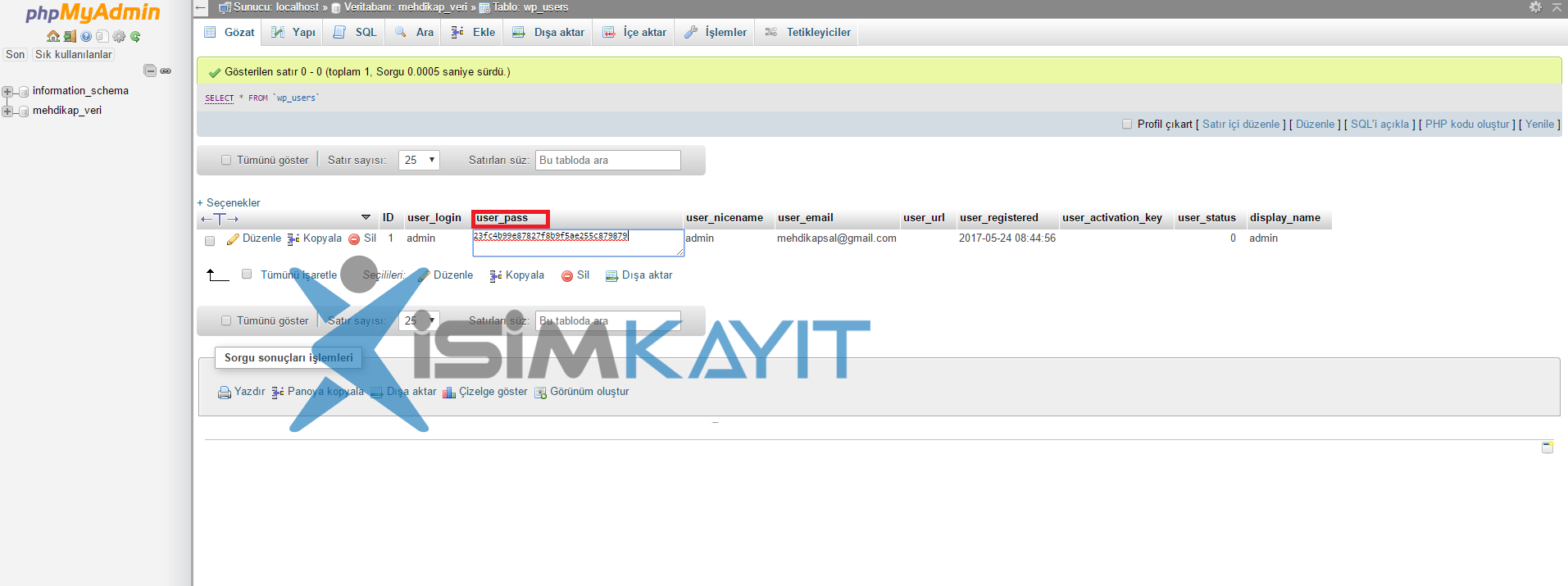 wordpress şifre yenileme