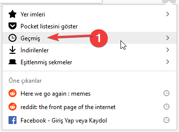 Firefox Geçmiş Menüsü