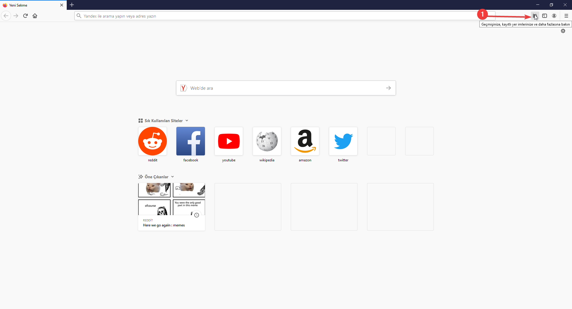 Firefox Kitaplık Menüsü