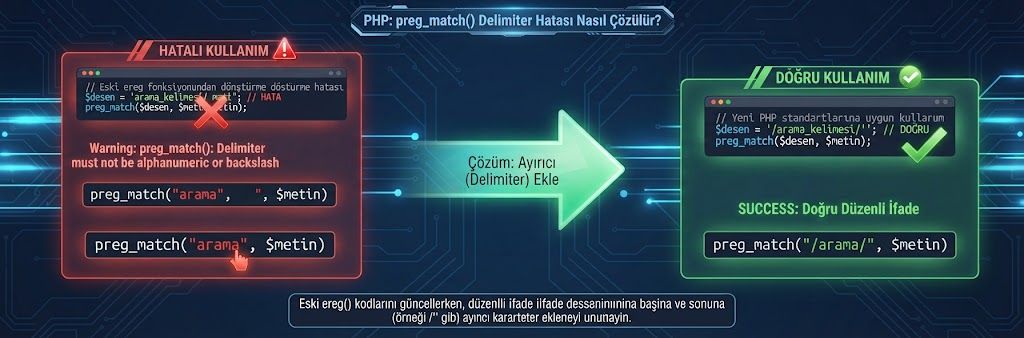 Warning: preg_match() [function.preg-match]: Delimiter must not be alphanumeric or backslash in HATASI VE ÇÖZÜMÜ