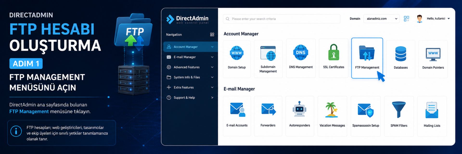 Yeni FTP hesabı nasıl açarım?