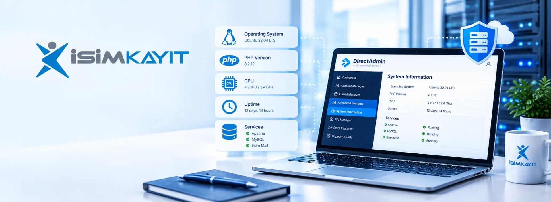 Directadmin panel üzerinden sunucu özelliklerini inceleme